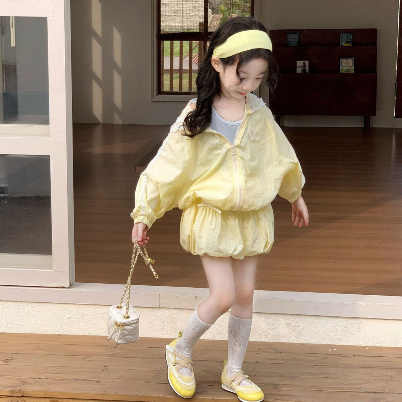 TOTObaby春装新款女童奶黄色蕾丝连帽拉链外套蝴蝶结花苞短裙套装,童装/婴儿装/亲子装,套装,淘宝优惠券,粉丝福利购,淘宝优惠卷