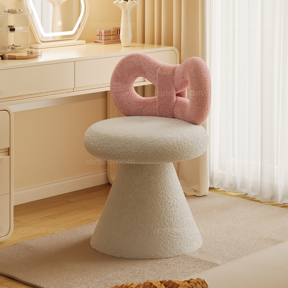 可旋转化妆凳轻奢梳妆台椅子女生卧室家用化妆椅网红蝴蝶结梳妆凳,住宅家具,梳妆凳,淘宝优惠券,粉丝福利购,淘宝优惠卷