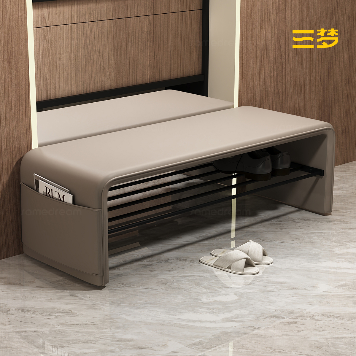 轻奢风高级感U型换鞋凳