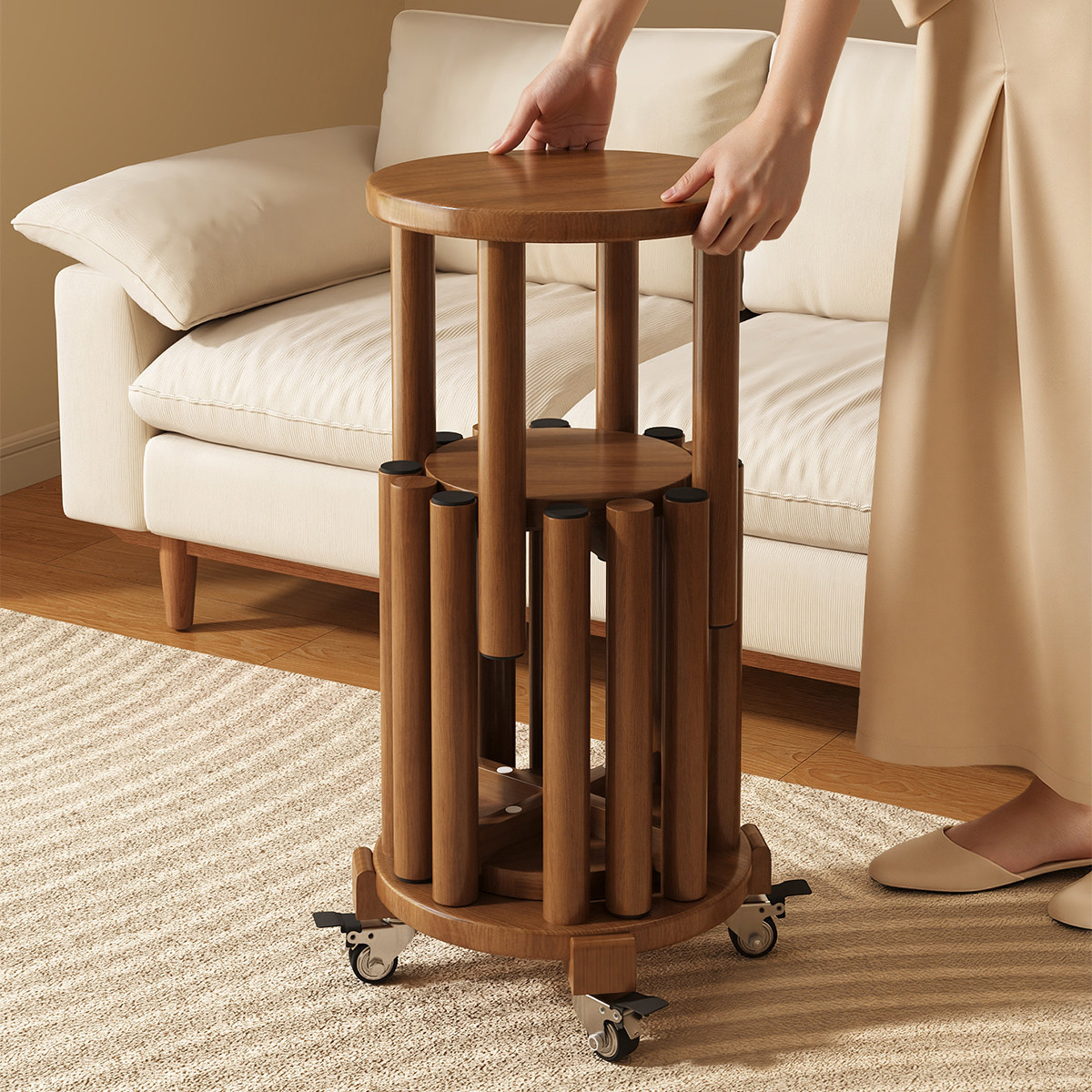 凳子可叠放四合一叠叠乐家用客厅待客圆板凳实木收纳组合备用餐椅,住宅家具,其它凳子,淘宝优惠券,粉丝福利购,淘宝优惠卷