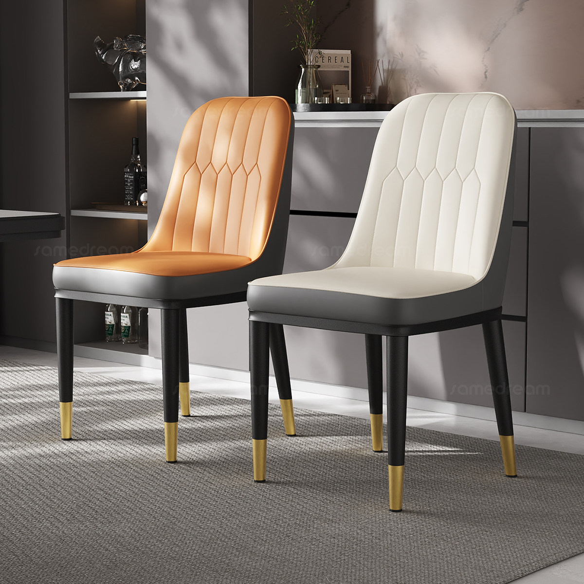 三梦家用餐椅轻奢软包靠背椅子餐椅2025新款商用酒店餐厅椅化妆椅