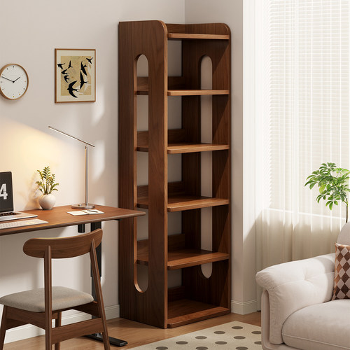 实木夹缝落地展示书柜