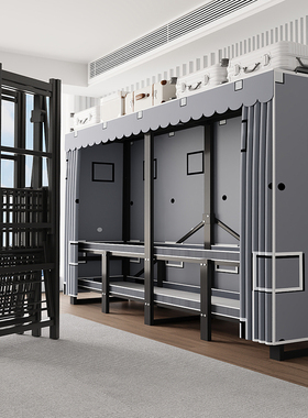 免安装衣柜家用卧室简易布衣柜出租房用结实耐用钢架一体折叠衣橱