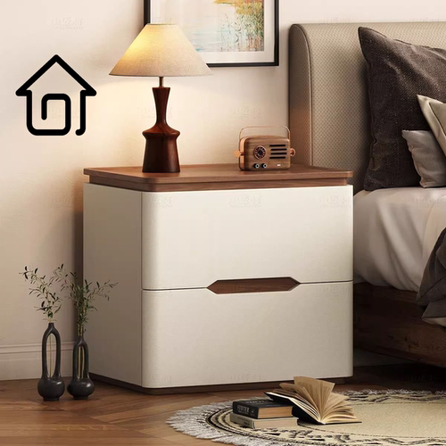 SAMEDREAM矮柜实木床头柜黑色侘寂风边柜简约储物办公简易收纳柜