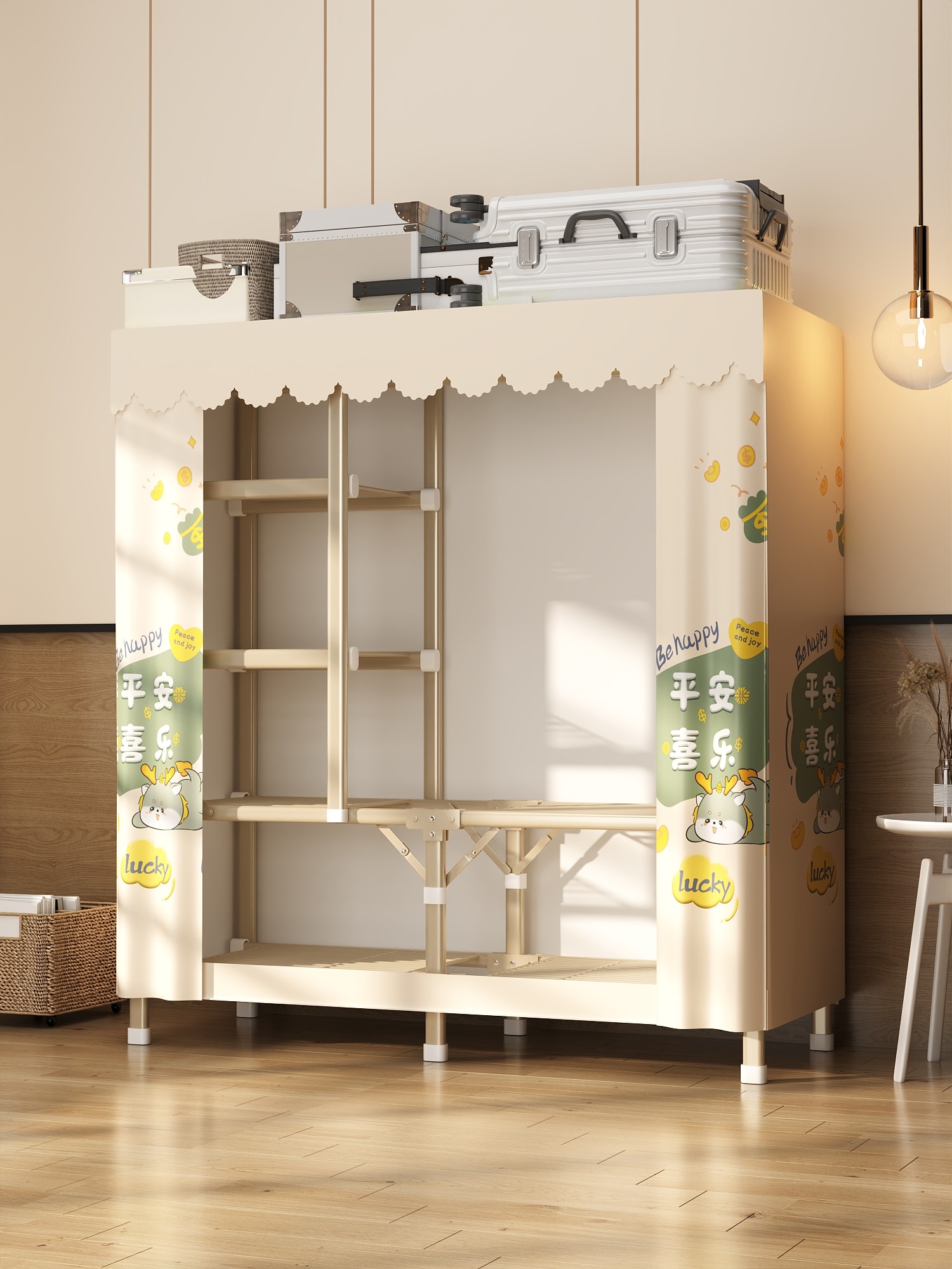 免安装折叠布衣柜加厚加粗全钢架结实耐简易衣柜家用卧室出租房用