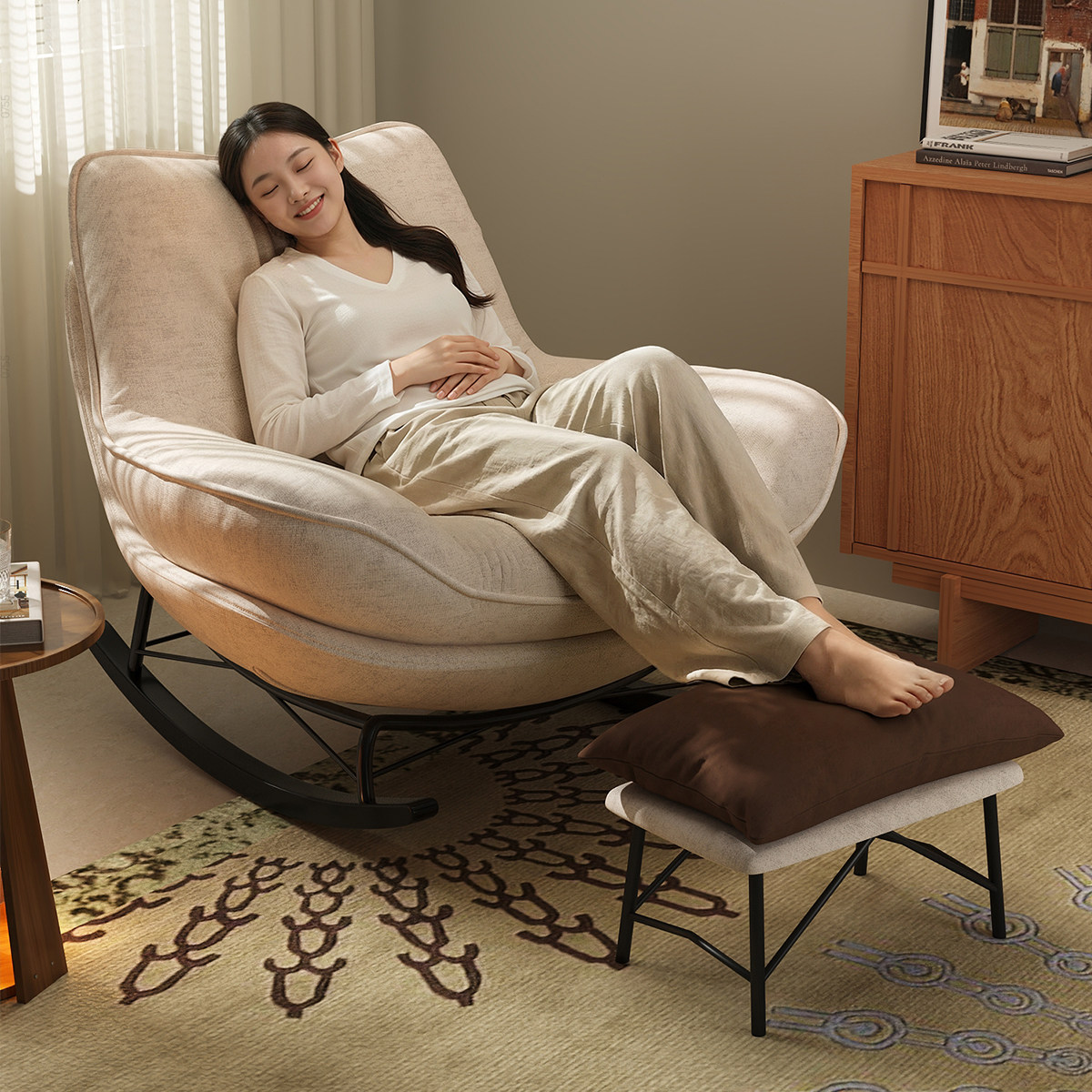 三梦摇摇椅躺椅成人可睡觉复古单人沙发椅阳台家用休闲懒人椅,住宅家具,摇椅,淘宝优惠券,粉丝福利购,淘宝优惠卷