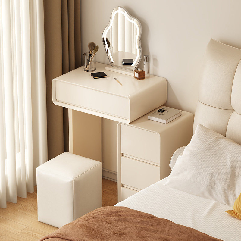 实木梳妆台奶油风2026新款小户型卧室家用斗柜一体化妆桌床头收纳