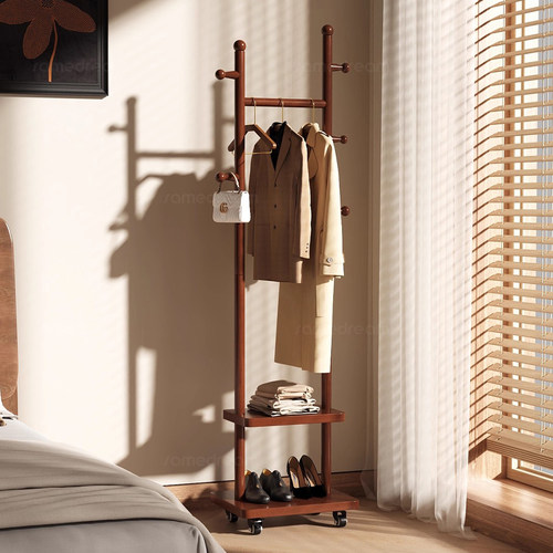 三梦实木衣帽架中古挂衣架