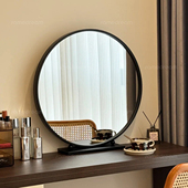 轻奢化妆镜圆形智能化妆镜卧室台式 桌面高级简约铁艺化妆台大镜子