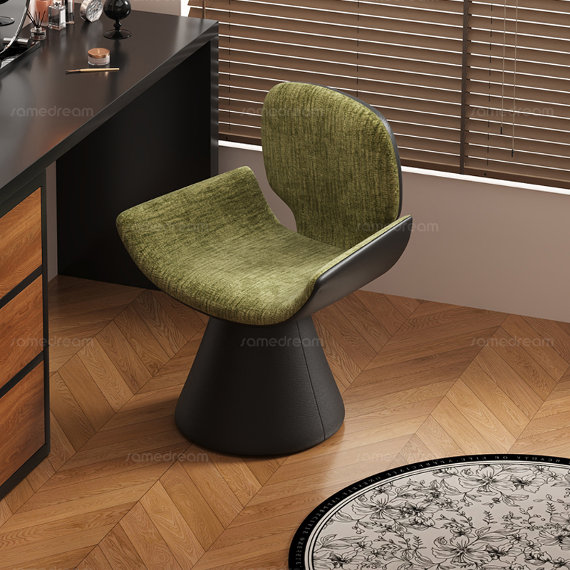 轻奢化妆椅女生卧室中古风化妆凳靠背衣帽间凳子可旋转梳妆台椅子