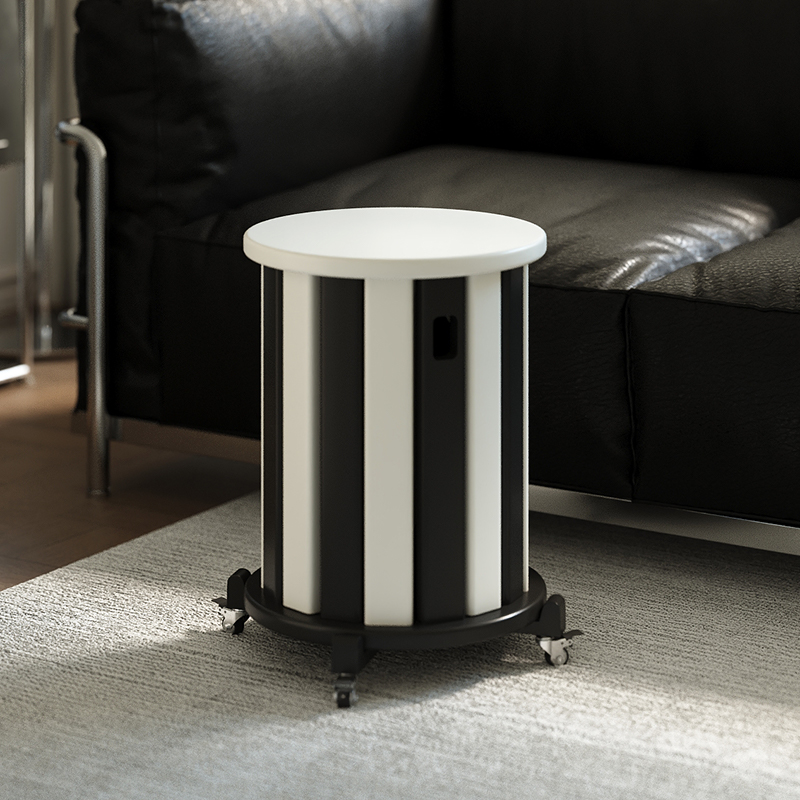 三梦墨白实木堆叠凳可叠放家用圆凳客厅移动滑轮餐桌凳叠叠乐椅