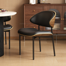 三梦意式 轻奢餐椅家用中古风靠背椅子伊姆斯餐椅软包真皮化妆椅子