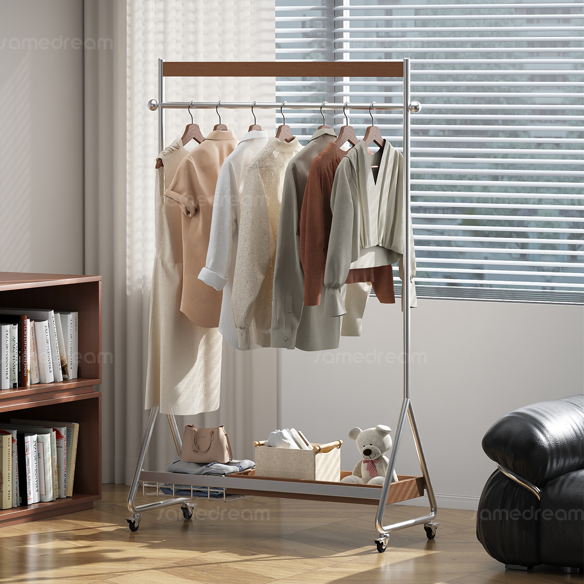 法式中古收纳挂衣架落地式衣帽架