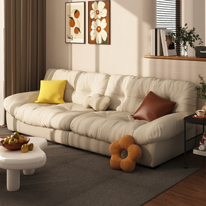 奶油风小户型云朵沙发客厅简约现代直排布艺沙发网红懒人法式沙发
