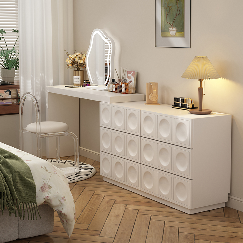 三梦实木奶油风梳妆台2025新款