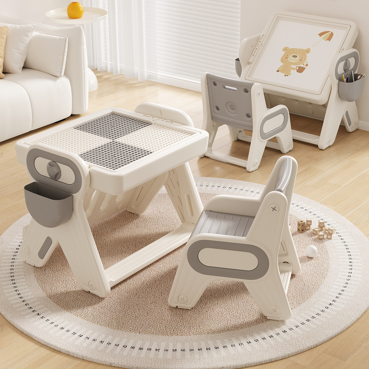 三梦儿童积木桌幼儿园宝宝桌椅早教阅读学习桌婴儿玩具桌子小书桌