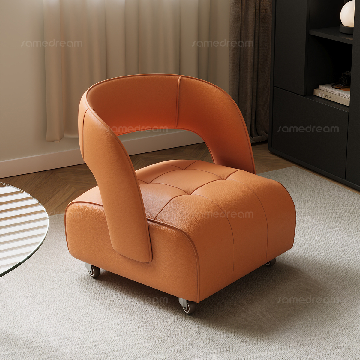 【爆款新品】真皮万向轮靠背椅子