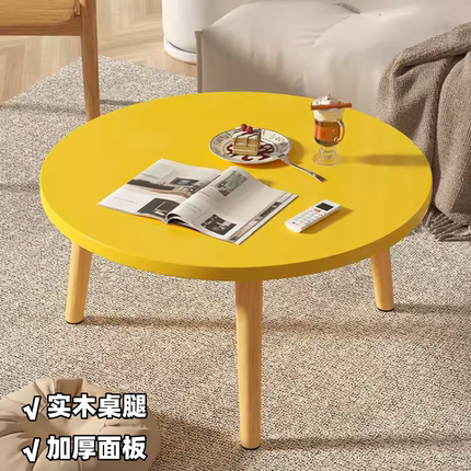 三梦茶几飘窗小桌子客厅家用小户型圆桌简约实木迷你卧室坐地矮桌