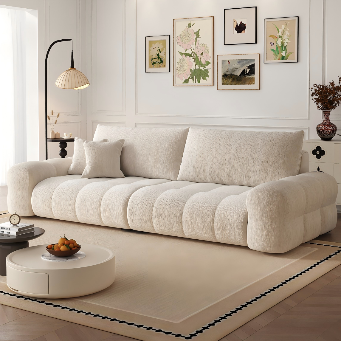 政府补贴云朵沙发小户型客厅2025新款花瓣奶油风直排布艺沙发