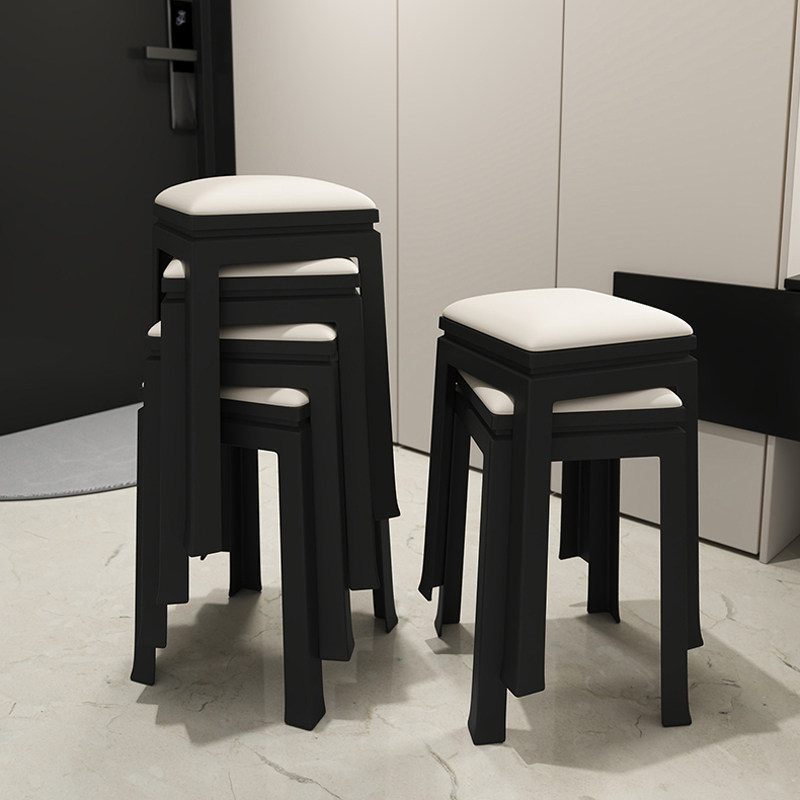 塑料软包凳子家用可叠放加厚客厅餐桌备用方板凳轻奢高级感高椅子,住宅家具,其它凳子,淘宝优惠券,粉丝福利购,淘宝优惠卷