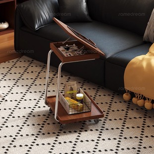 中古风实木沙发边几可移动小户型床头桌客厅家用侧边桌c型小茶几