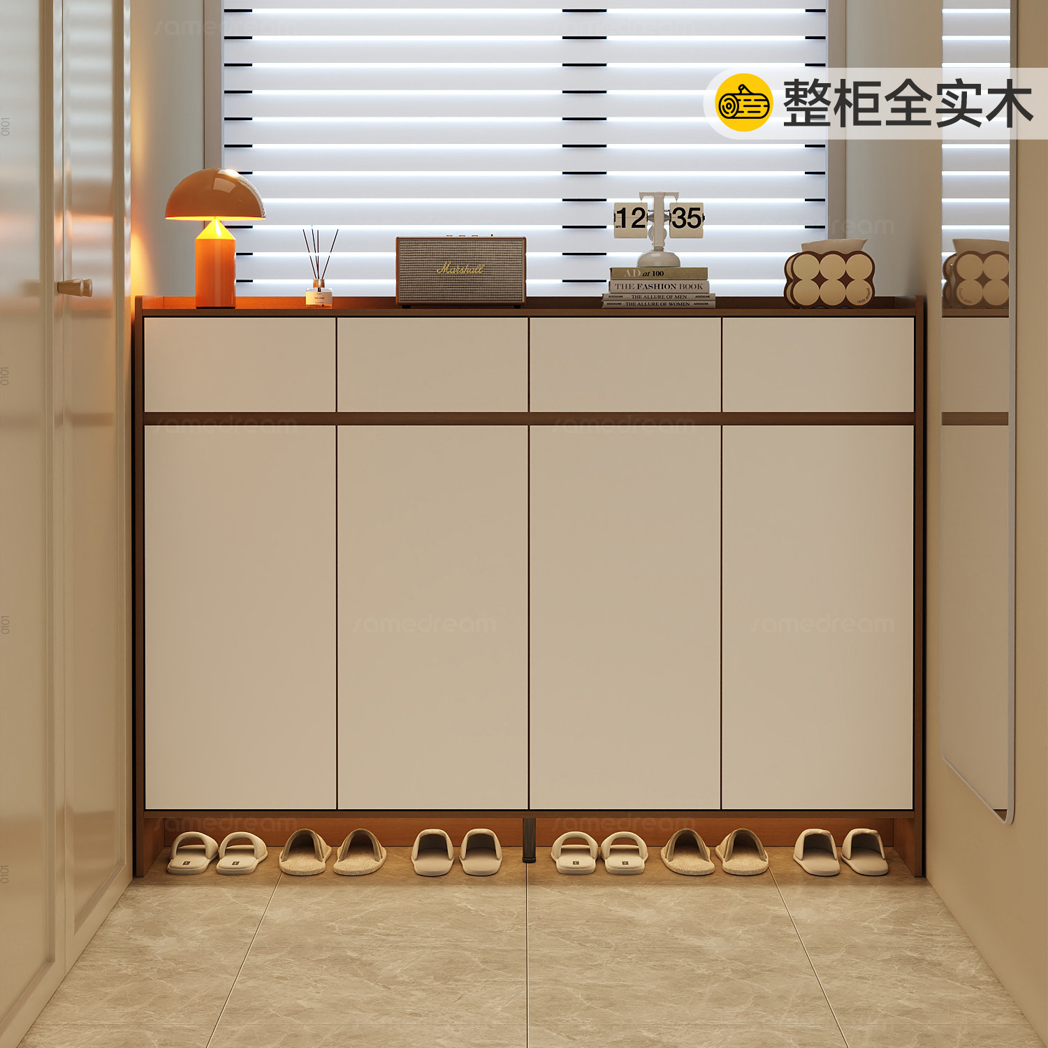整柜实木升级，三梦品质精选鞋柜