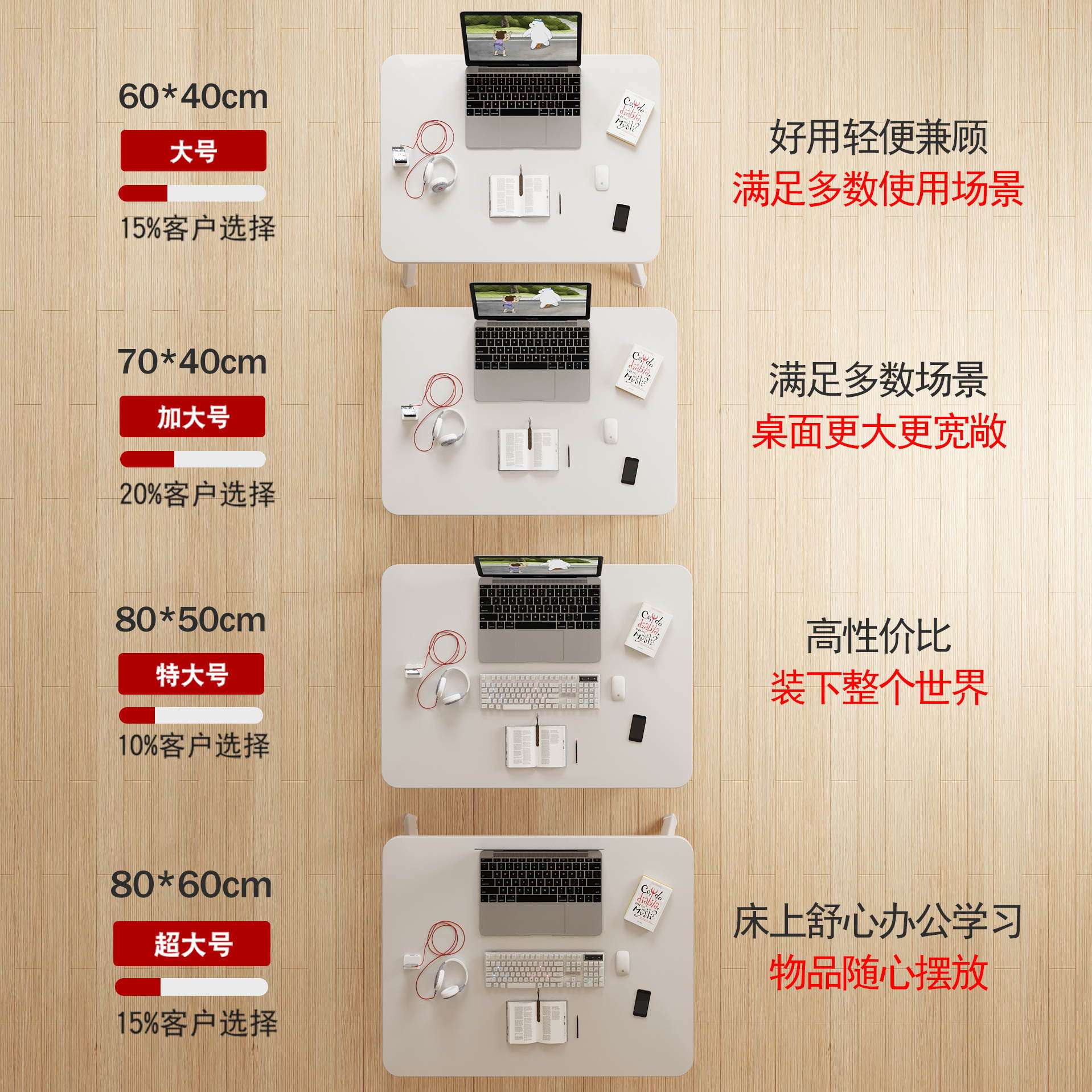 加大款床上电脑桌可折叠宿舍懒人小桌子学生学习书桌笔记本办公桌