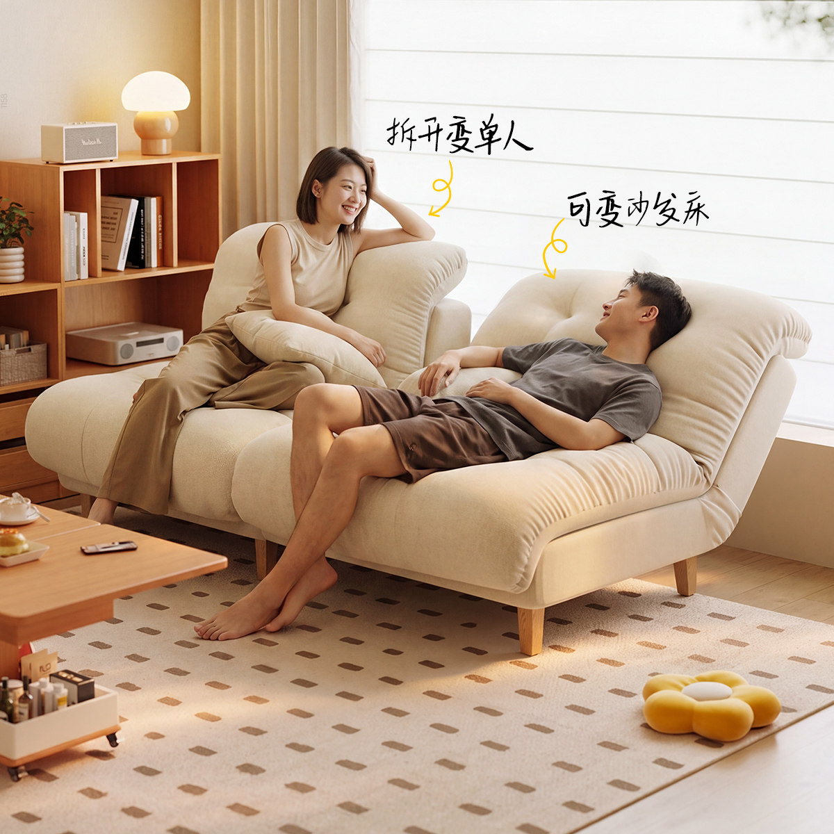 三梦可拆洗沙发床折叠一体两用图片