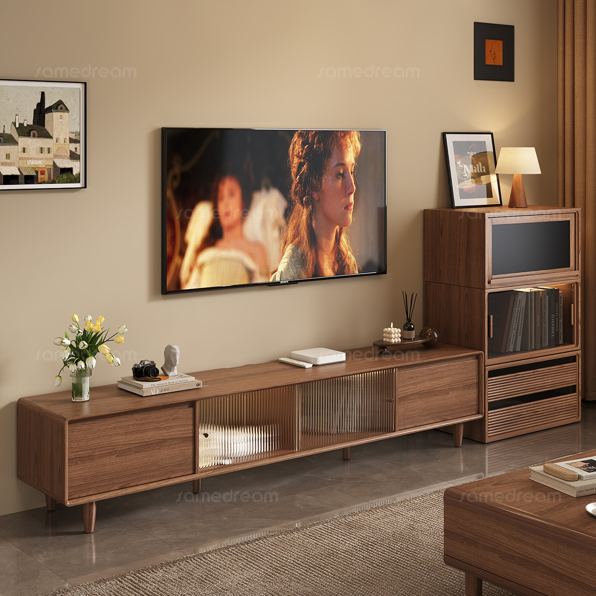 100%全实木·中古风电视柜