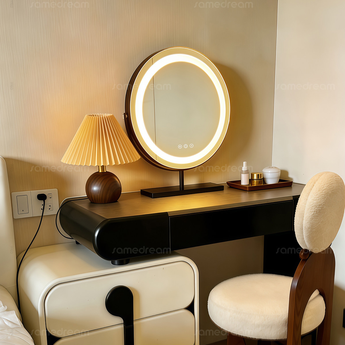 智能梳妆台镜子化妆镜LED带灯台式桌面旋转轻奢高级感主卧梳妆镜,住宅家具,化妆镜,淘宝优惠券,粉丝福利购,淘宝优惠卷