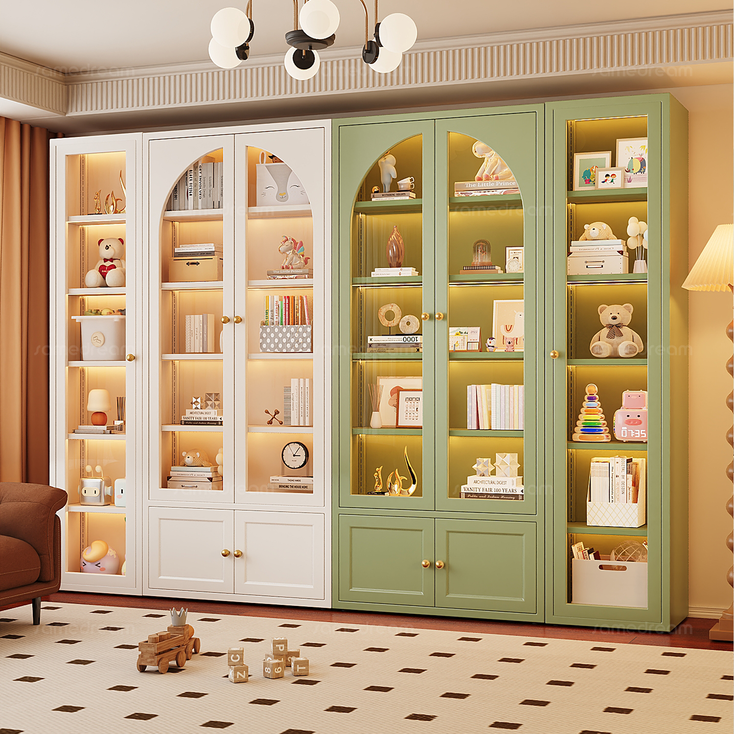 3c认证钢化玻璃门书柜