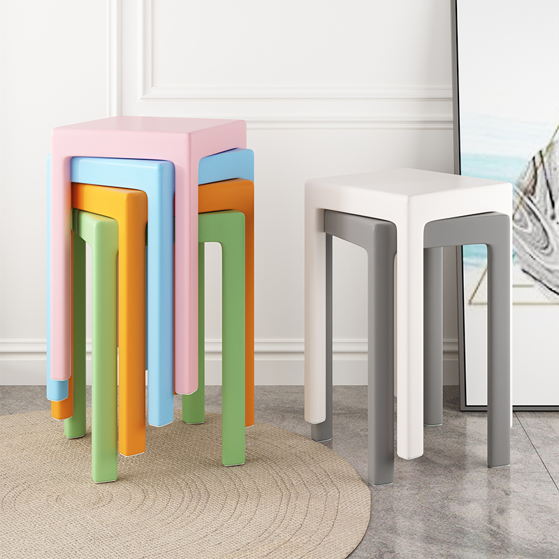 三梦塑料方凳矮凳可叠放加厚家用客厅餐桌板凳椅子北欧简约小凳子