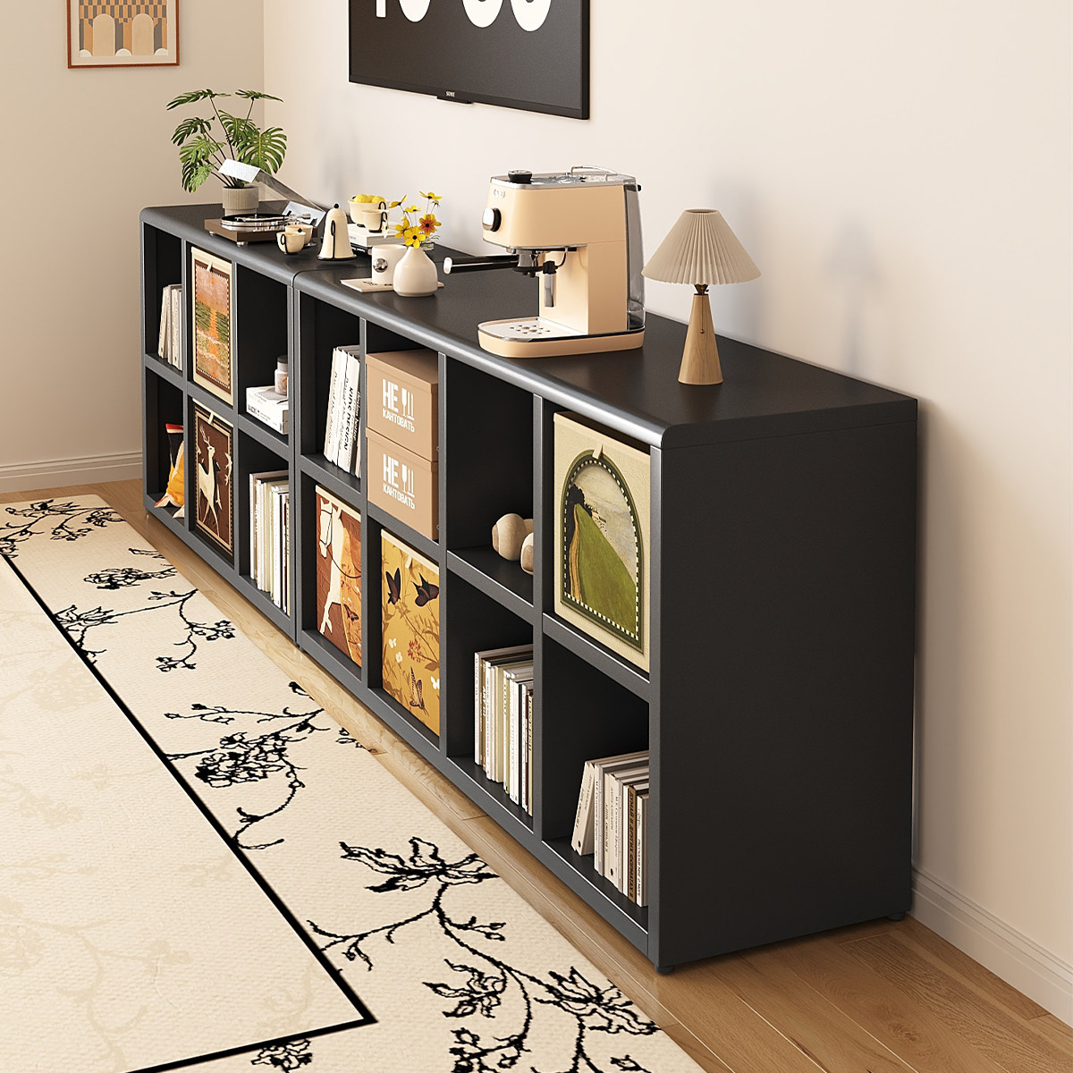 三梦钢制格子柜书架落地置物架儿童幼儿园书柜靠墙自由组合八格柜