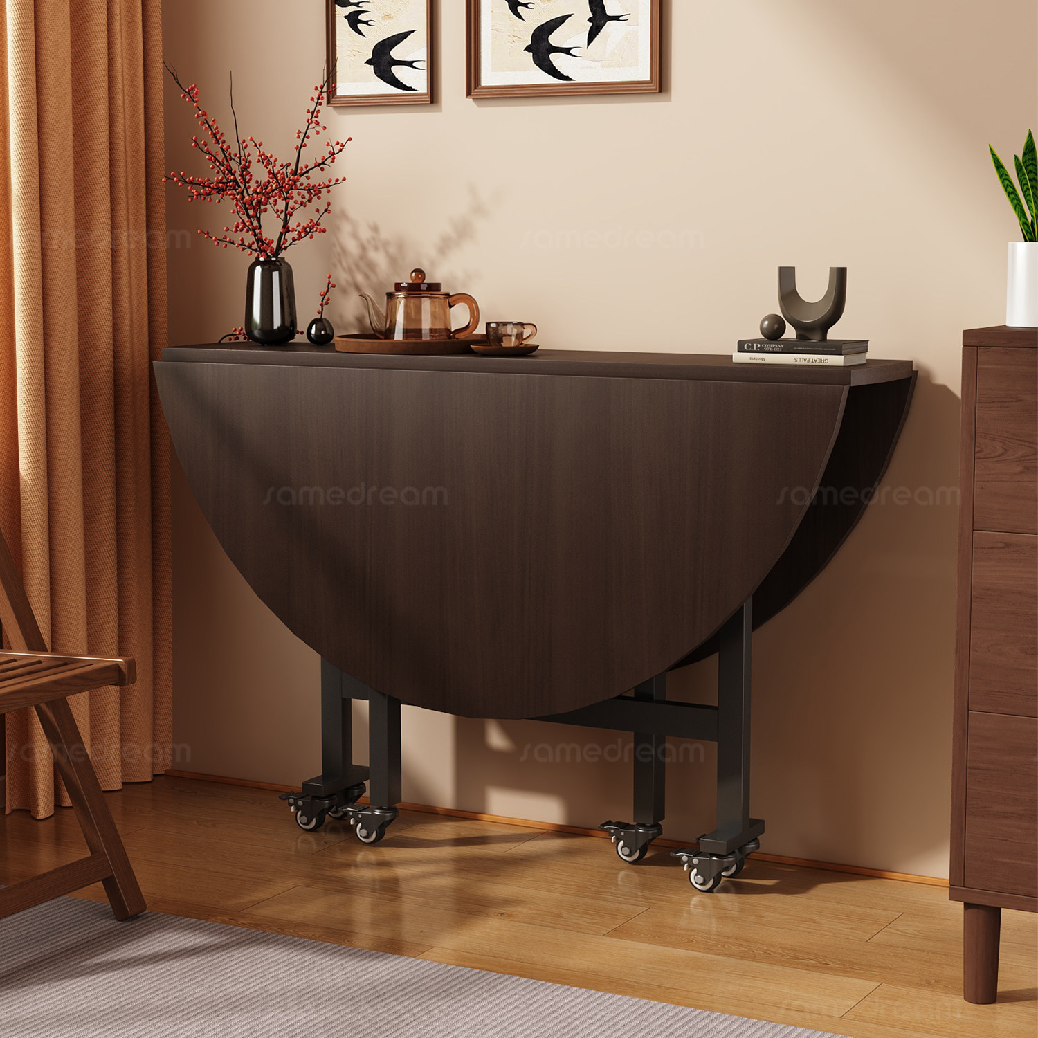 三梦折叠餐桌大圆桌家用