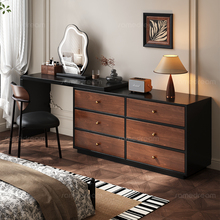 三梦中古风梳妆台斗柜一体卧室复古化妆桌小户型实木化妆台收纳柜