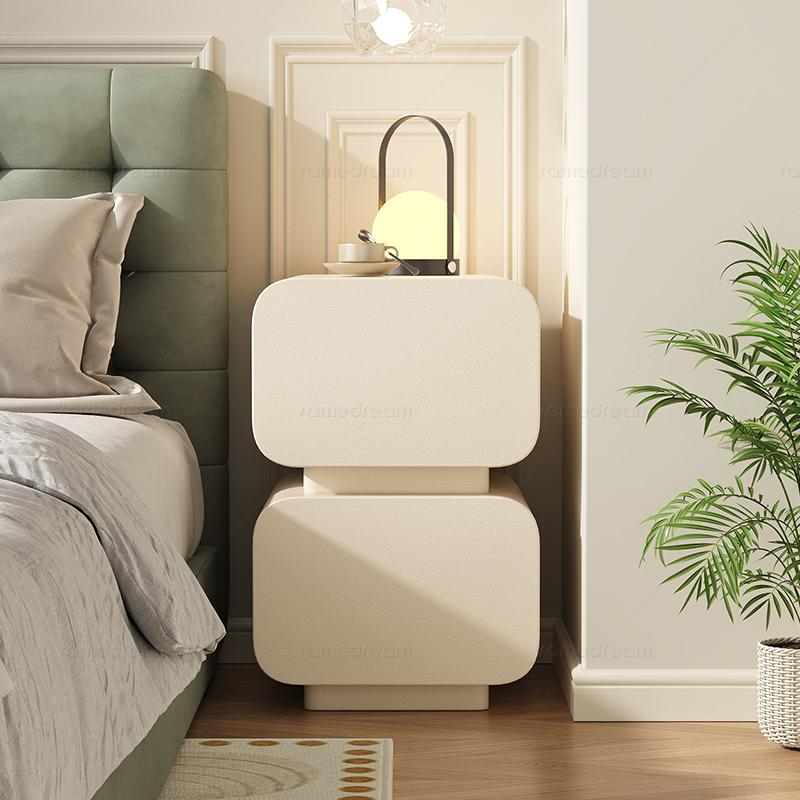 奶油风超窄床头柜小型实木床边柜