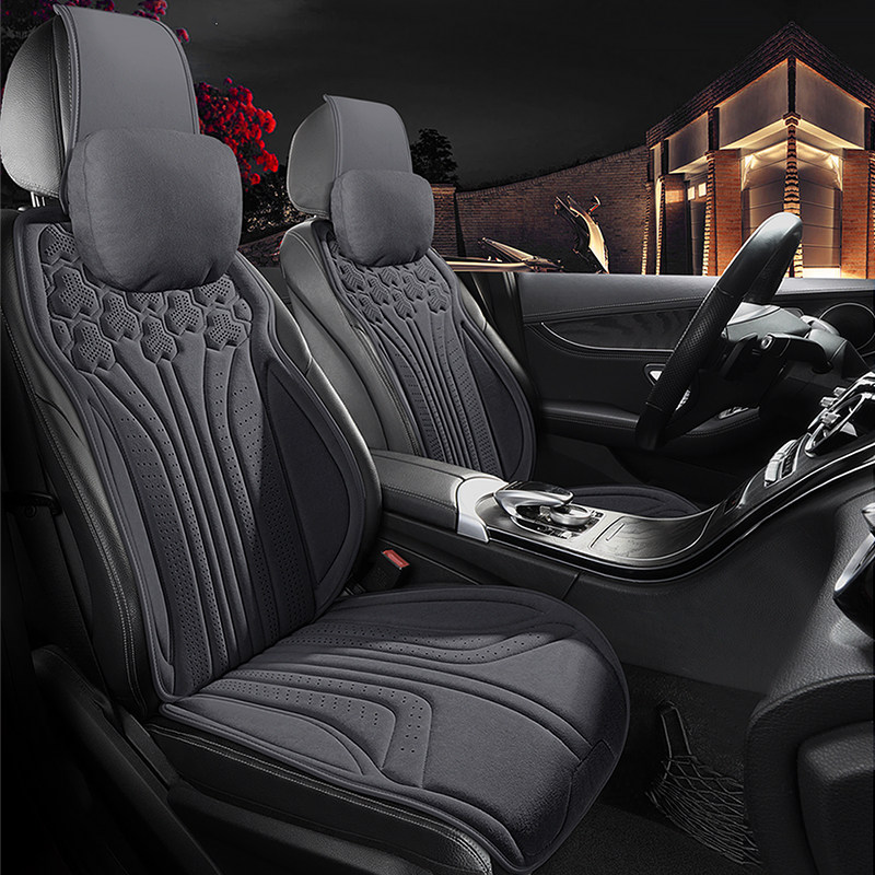 新款麂皮绒汽车坐垫冬季短毛绒四季通用半包围小蛮腰车用座垫座套