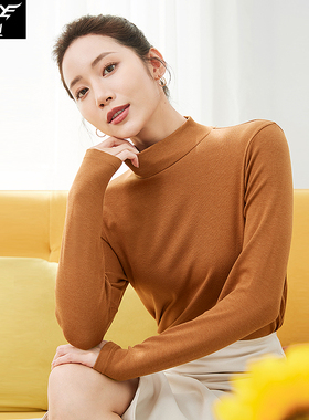 犇业2025秋款女罗纹中领打底衫针织内搭莫代尔半高领外穿显瘦E233