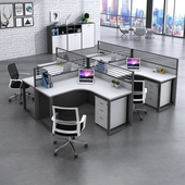 职员办公桌员工位屏风桌椅组合转角l型四人6人位卡座北京办公家俱