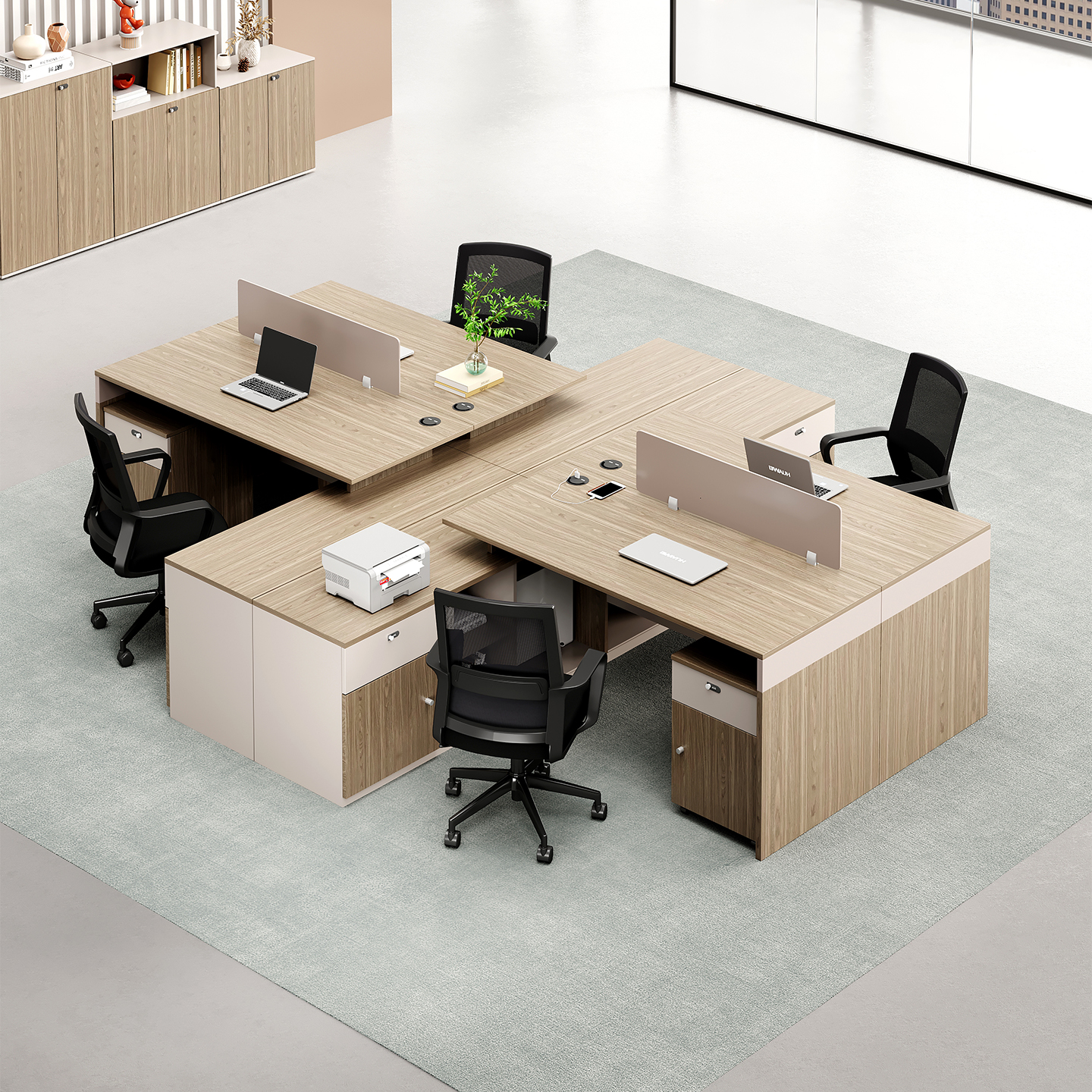 职员办公桌带储物柜财务行政工位