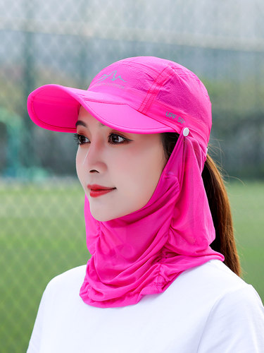 防晒帽子女夏遮脸棒球帽骑车遮阳帽户外鸭舌帽速干凉帽折叠太阳帽