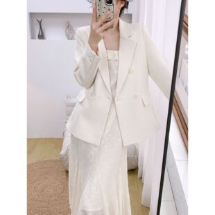 高级感西装套装亮片名媛蕾丝吊带裙胖MM大码显瘦西服两件套200斤