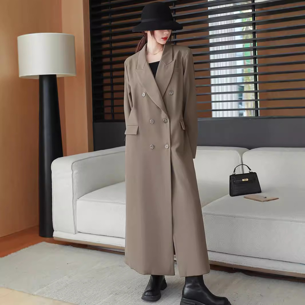 胖mm大码长款西装流行风衣外套