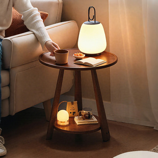 实木边几沙发边小圆桌子卧室床头桌家用客厅小茶桌阳台简易咖啡桌