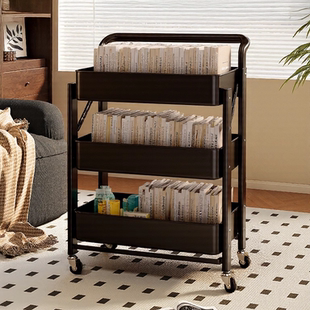 书架落地客厅置物架卧室小推车可移动带轮零食架收纳储物架子