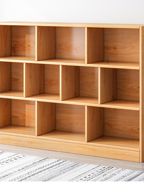 实木色书柜置物柜矮柜子储物柜展示柜收纳柜客厅靠墙书架落地家用