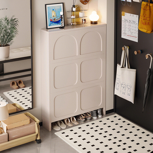 超薄款鞋柜极窄家用门口2025新款奶油风室内入户玄关柜翻斗鞋架