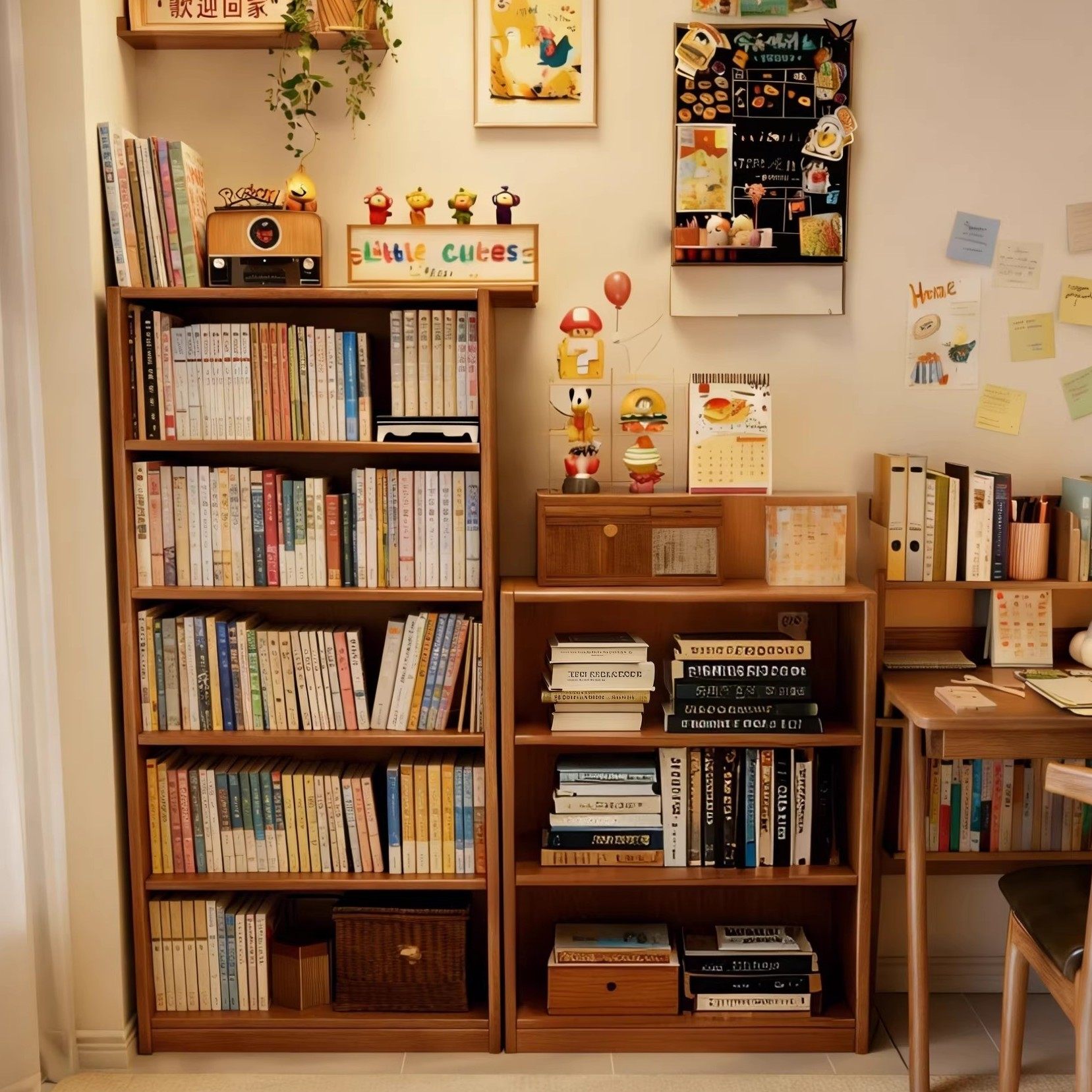 实木书架靠墙一体储物架学生书桌旁落地置物架组合收纳架儿童书柜,住宅家具,书架,淘宝优惠券,粉丝福利购,淘宝优惠卷