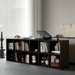 包豪斯客厅隔断柜卡莱克柜黑色书柜储物柜一体落地收纳柜展示柜子