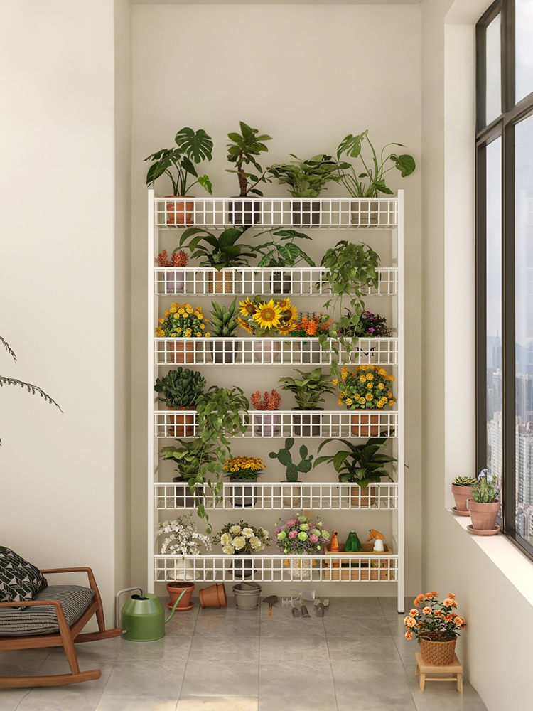 花架置物架阳台铁艺不占空间花盆托架落地新型挂墙自然客厅植物墙